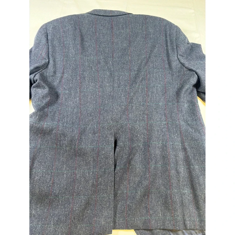 Vintage 80s Jos A Bank Executive Collection Wool Herringbone Blazer Gray 46R